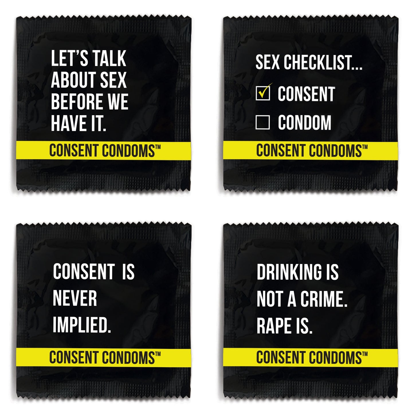 consent condoms assorted black