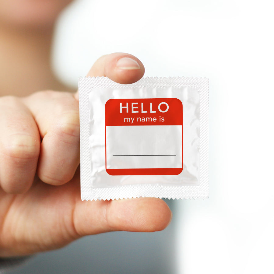 hello my name is condom foil hand