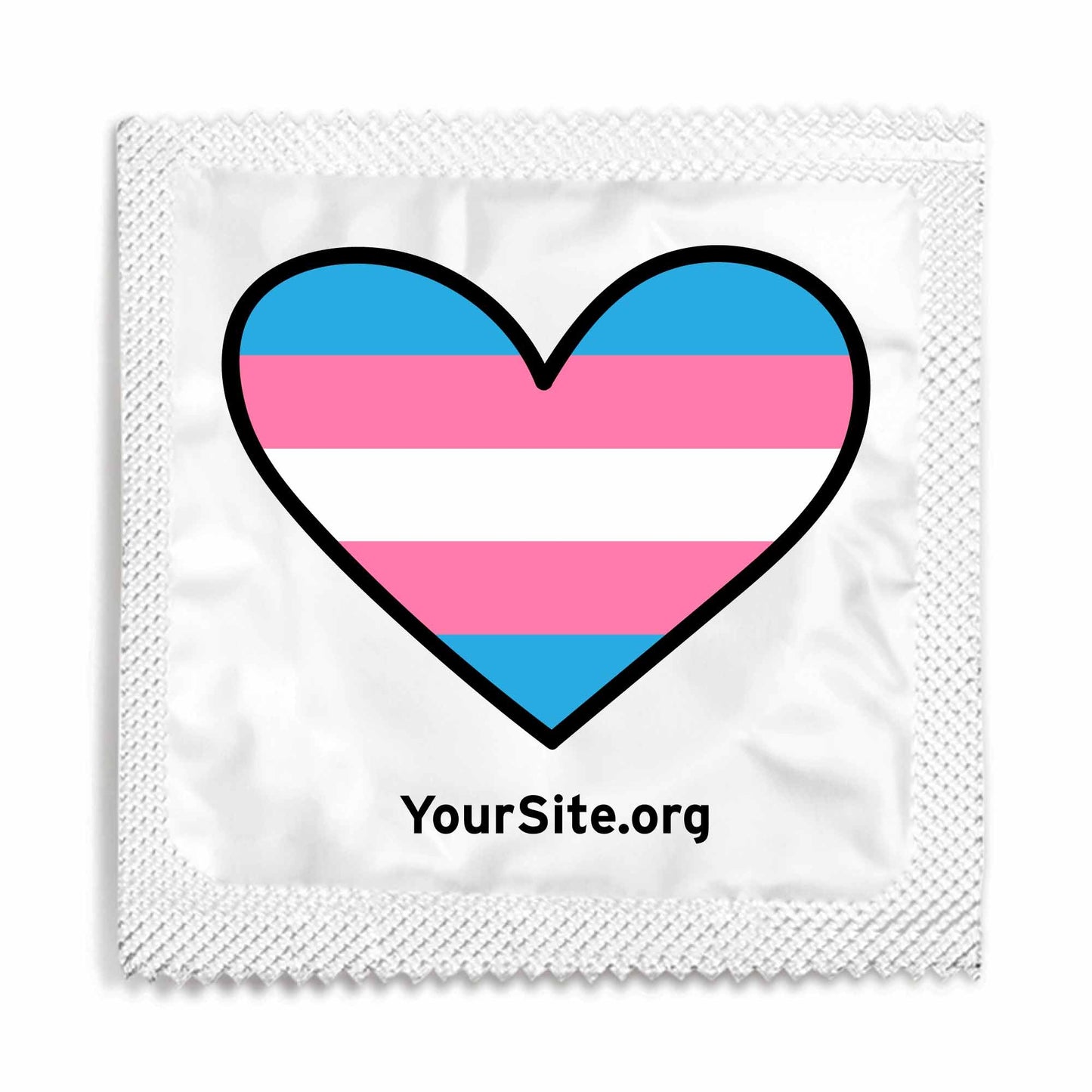 trans flag heart condom
