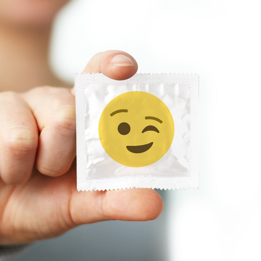 emoji condom foil hand