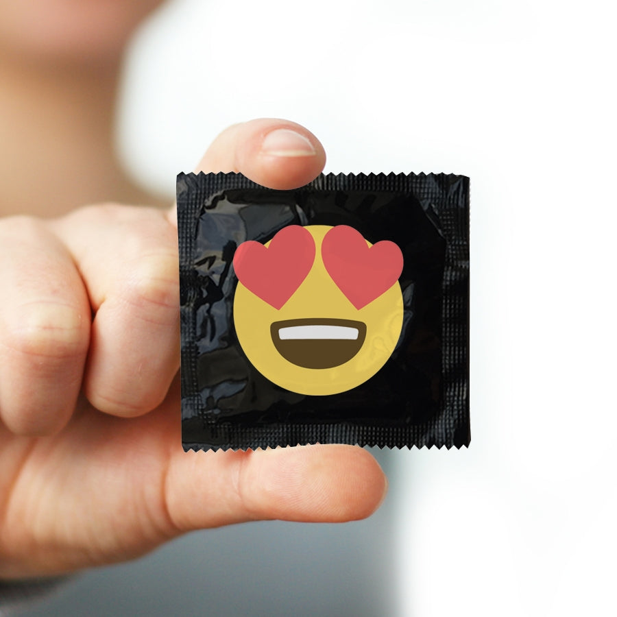 smiley heart emoji condom