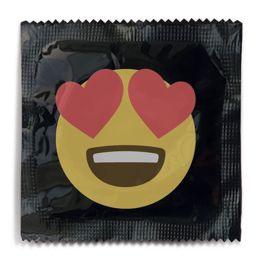 smiley heart emoji condom foil