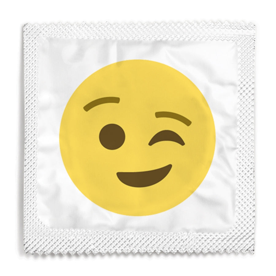 wink emoji condom foil